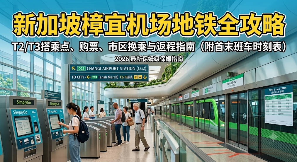 2026新加坡樟宜机场地铁全攻略：T2/T3搭乘点、购票、市区换乘与返程指南（附首末班车时刻表）