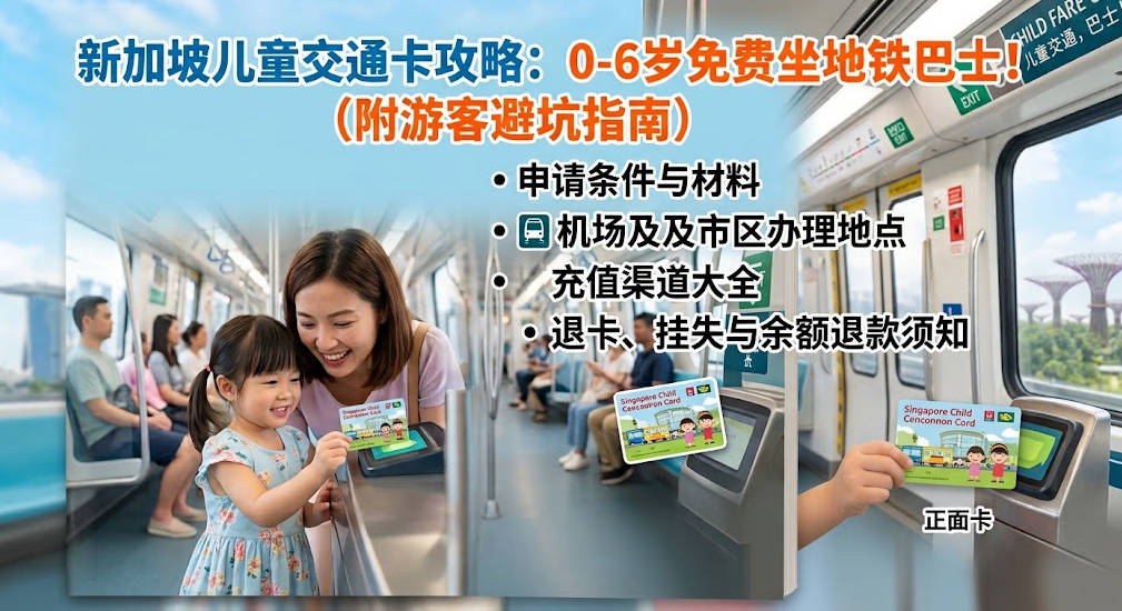 2026新加坡儿童交通卡攻略:0-6岁免费坐地铁巴士!办理/充值/挂失补办与退卡流程(附游客指南)