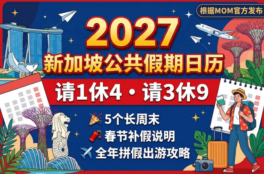 2027年新加坡公共假期日历：“请1休4、请3休9”，5个长周末、春节补假与拼假出游攻略