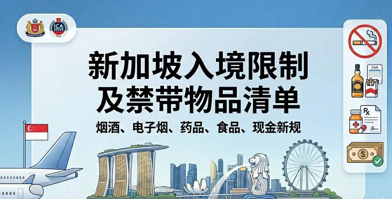 2026新加坡入境限制及禁带物品清单（需申报物品与流程+免税额度/关税表）：烟酒、电子烟、药品、食品、现金新规