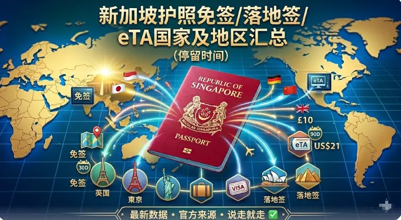 2026新加坡护照免签/落地签/eTA国家及地区汇总（停留时间、申报费用）