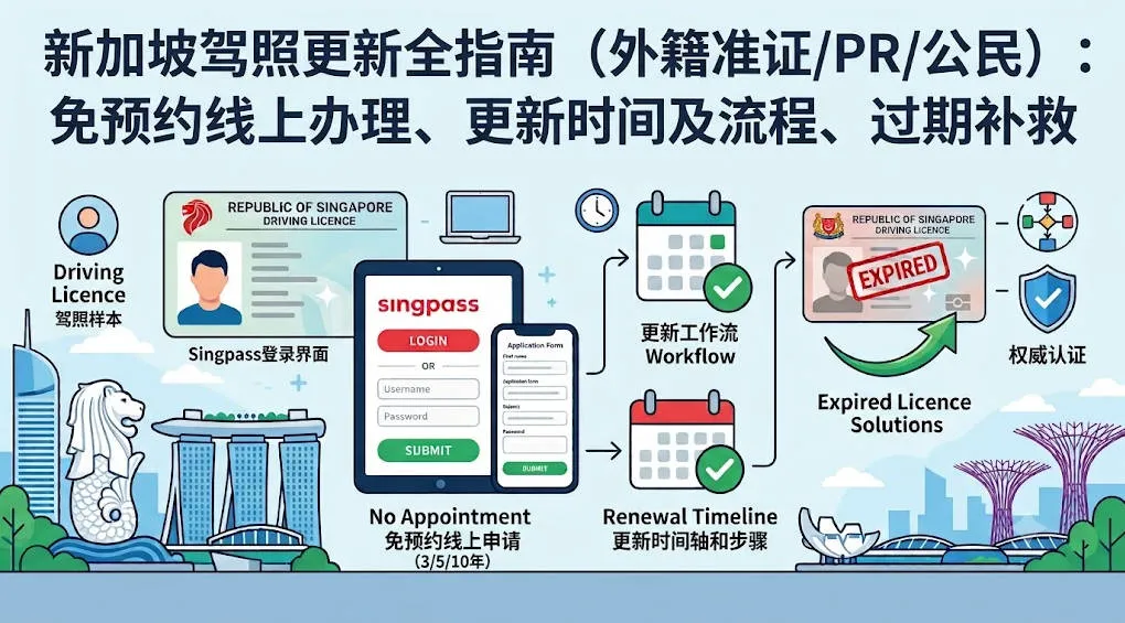 2026新加坡驾照更新全指南(外籍准证/PR/公民):免预约线上办理、更新时间及流程、过期补救与常见问题