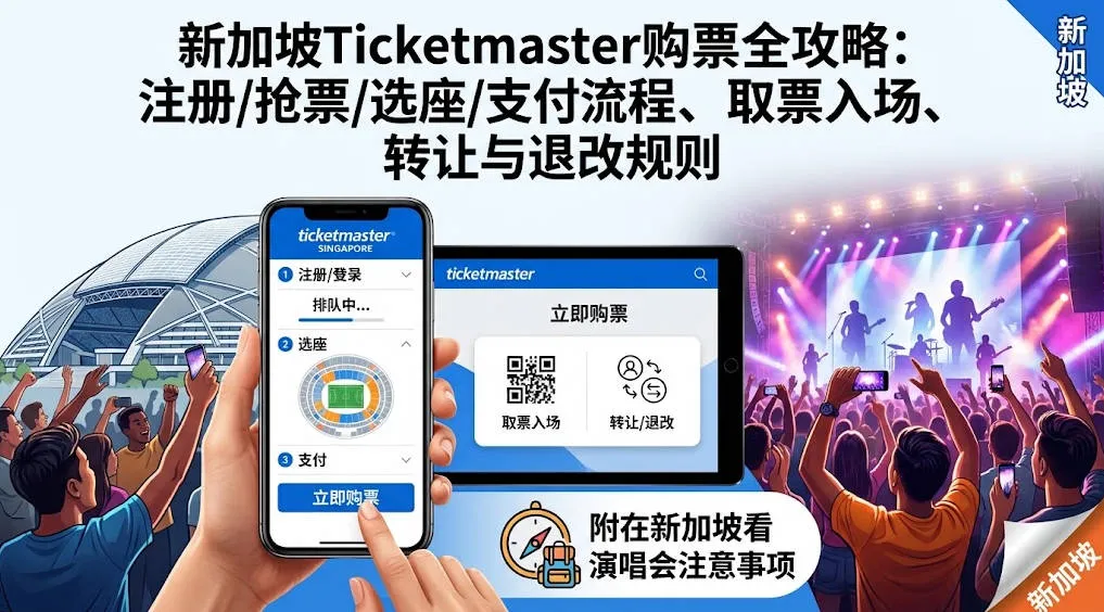 2026新加坡Ticketmaster购票全攻略：注册/抢票/选座/支付流程、取票入场、转让与退改规则（附在新看演唱会注意事项）