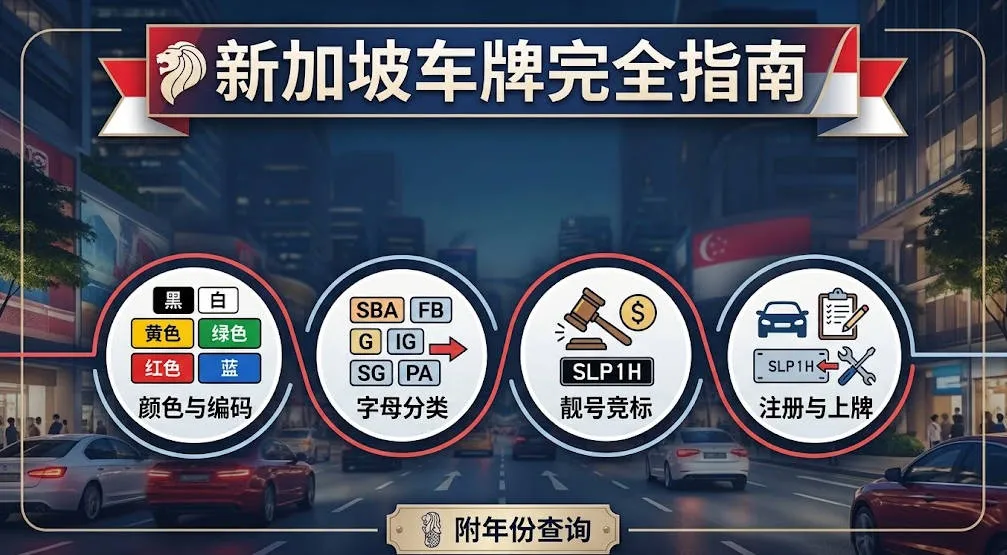 2026新加坡车牌完全指南:颜色/字母编码分类、命名规则、靓号竞标与注册上牌流程(附年份查询)