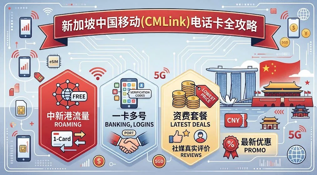 2026新加坡中国移动(CMLink)电话卡全攻略:中新港流量/一卡多号、资费套餐、漫游/流量包与携号转网(附社媒真实评价与最新优惠)