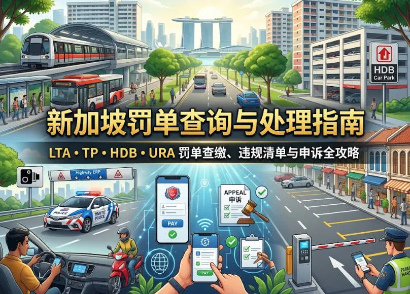 2026新加坡罚单查询与处理指南：LTA/TP/HDB/URA罚单查缴、违规清单与申诉全攻略